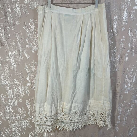 Vintage Carry Back Folk Skirt Peasant Lace Embroidered Maxi Skirt Cream Size 14 - Picture 3 of 9